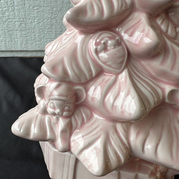 Vintage‎ Christmas Tree Mouse Pink Ceramic Mold 1987 Two Piece Presents - Picture 7 of 16